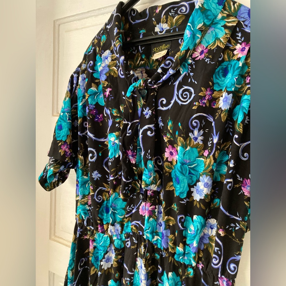 Vintage Black Floral Summer Dress